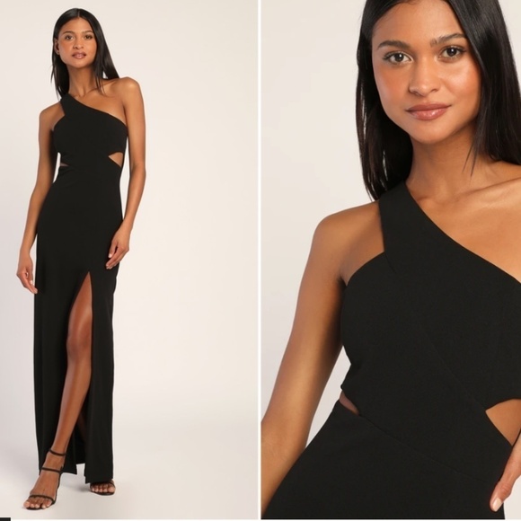 LULU's Sexy Prom Wedding Bridesmaid One Shoulder Chic Mermaid Maxi Dress - Picture 1 of 6